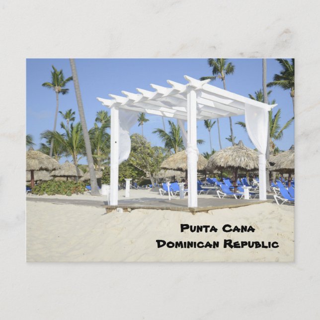 white gazebo on the beach postcard (Front)