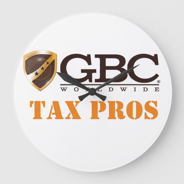 White GBC Tax Pros Wall Clock (Front)