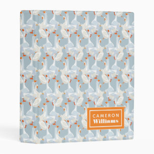 White Geese Pattern   Add Your Name Mini Binder