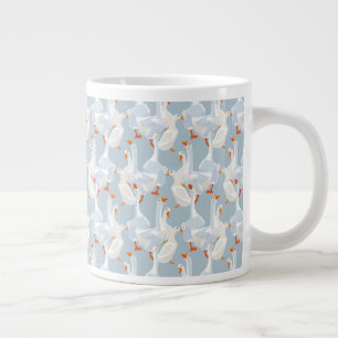 White Geese Pattern Giant Coffee Mug