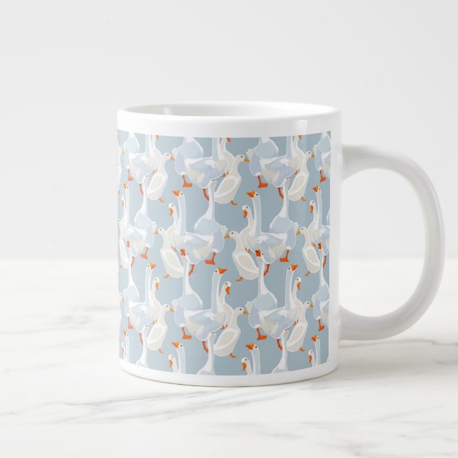 White Geese Pattern Giant Coffee Mug (Right)
