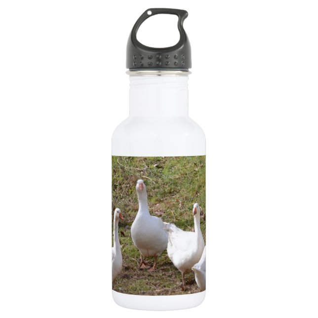 White Geese Stainless Steel Water Bottle (Front)