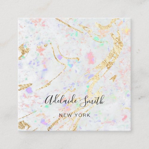 white gemstone texture background square business card