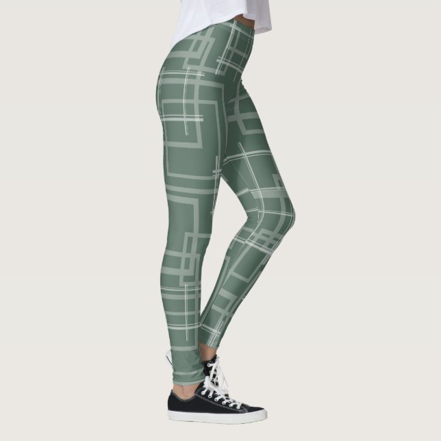 White Geometric Intersected Random Squares Leggings (Right)