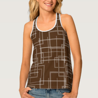 White Geometric Intersected Random Squares Tank Top