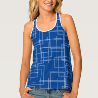 White Geometric Intersected Random Squares Tank Top