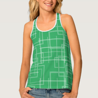 White Geometric Intersected Random Squares Tank Top