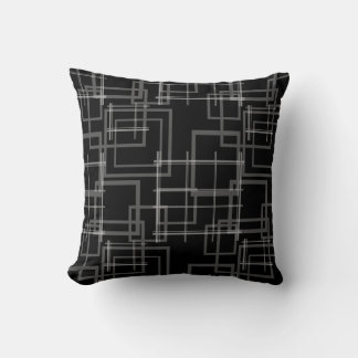 White Geometric Intersected Random Squares Throw Pillow