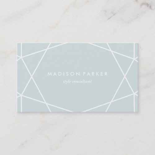 White Geometric Pattern on Mint Green Business Card