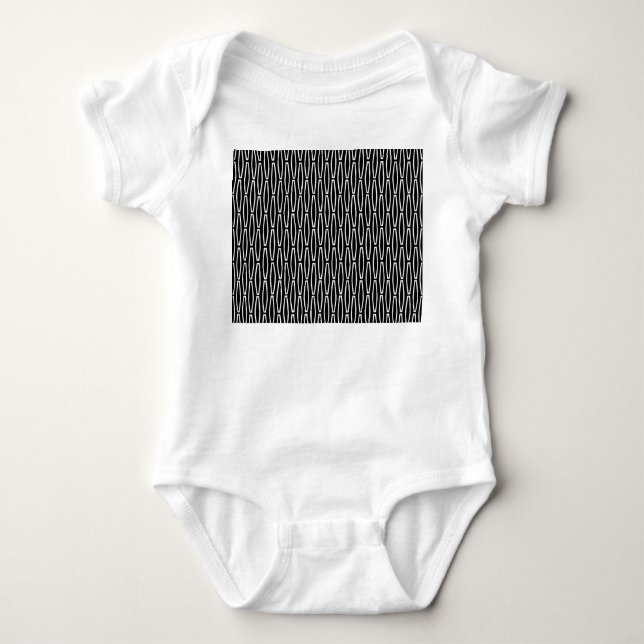 White Geometric Repeat  Baby Bodysuit (Front)