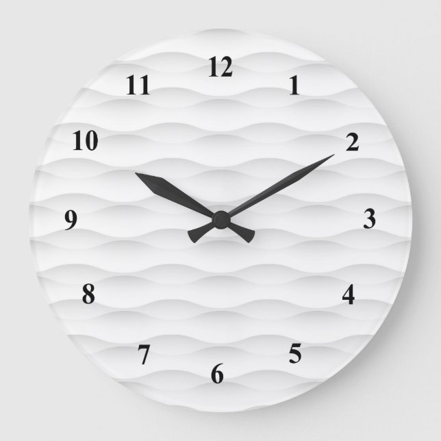 White Geometric Shadowed Background Large Clock (Front)
