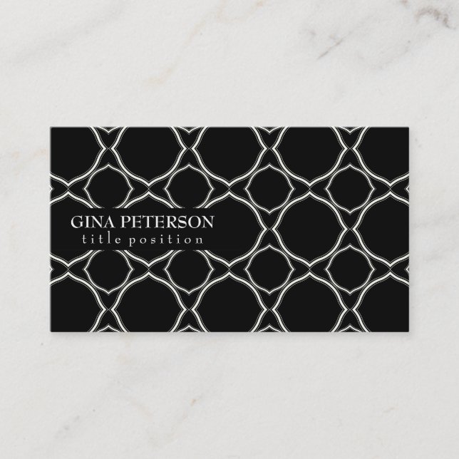 White Geometric Shapes Pattern Business Card (Front)