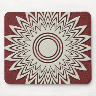 White Geometrical Flower Mouse Pad