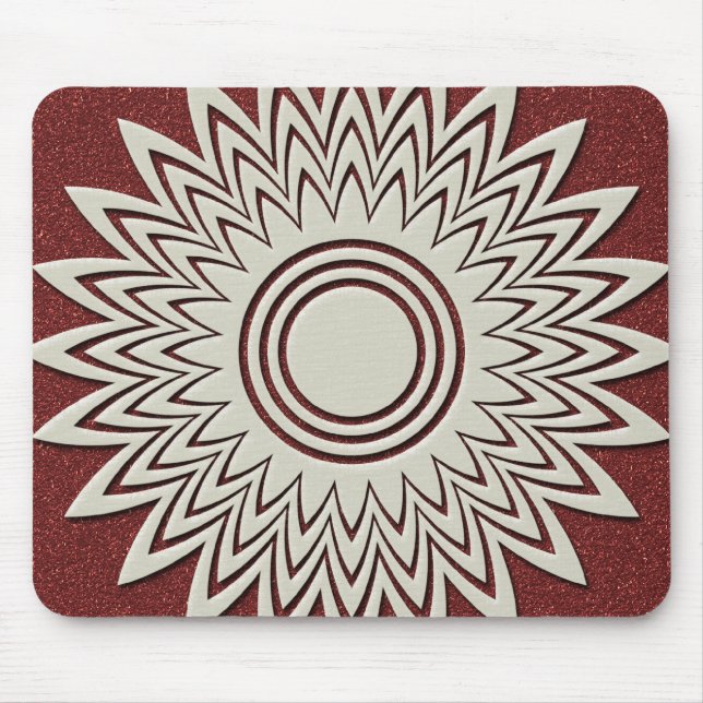 White Geometrical Flower Mouse Pad (Front)