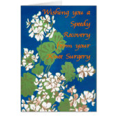 White Geraniums on Blue Get Well Knee Surgery (Front)