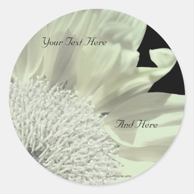 White Gerbera Custom Envelope Seals (Front)