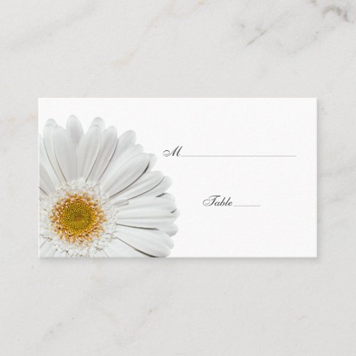 Customizable White Gerbera Daisy Special Occasion Place Card Business Cards