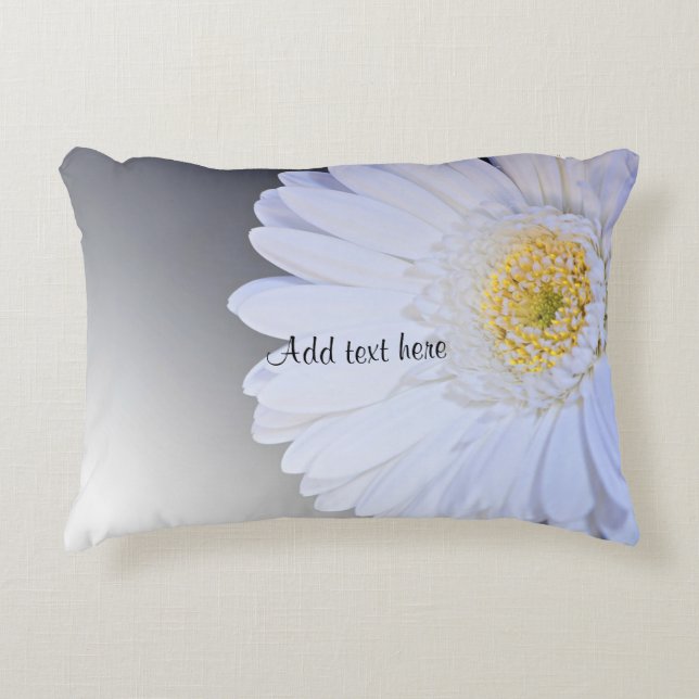 White Gerbera Flower, Customizable Accent Pillow (Front)
