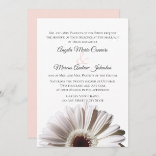 White Gerbera Wedding Daisy Invitation
