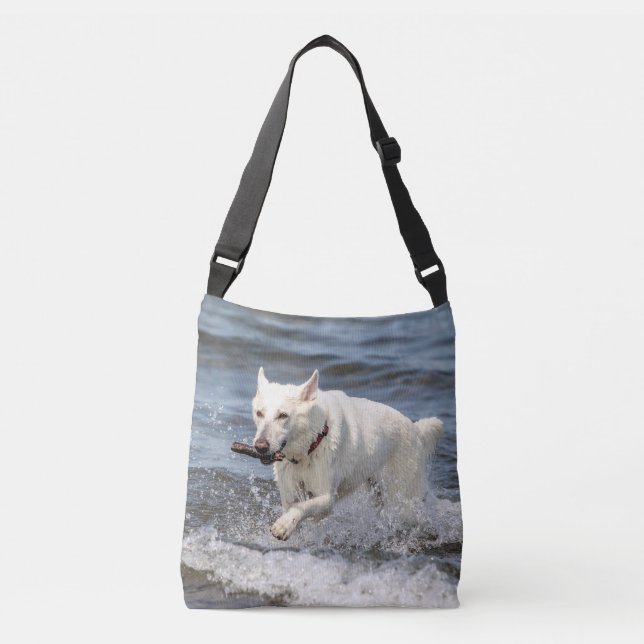 White German Shepard on Lake George Crossbody Bag (Front)
