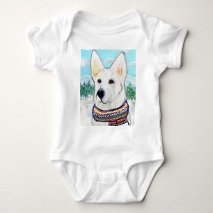 White German Shepherd  Baby Bodysuit