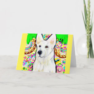 White German Shepherd Bling Holiday Card