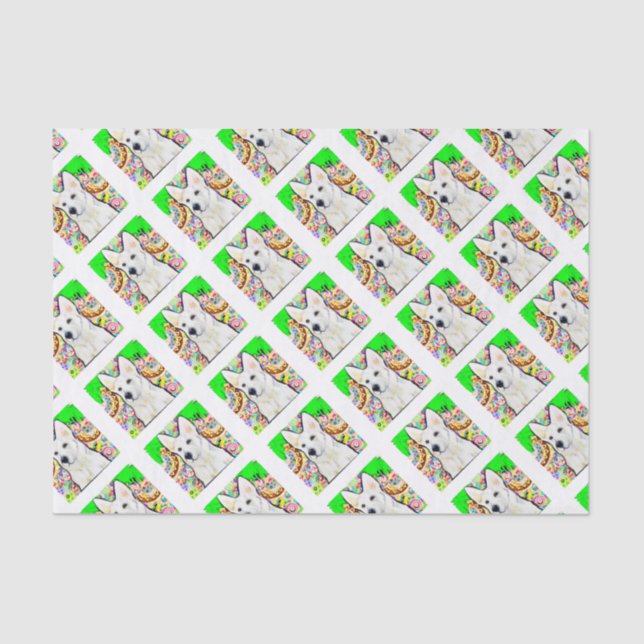 White German Shepherd Bling Tissue Paper (Front)