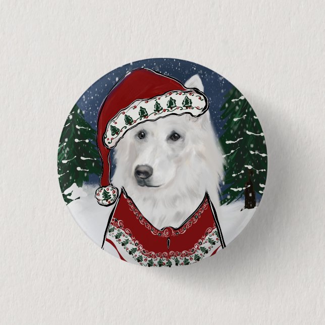 White German Shepherd  Button (Front)