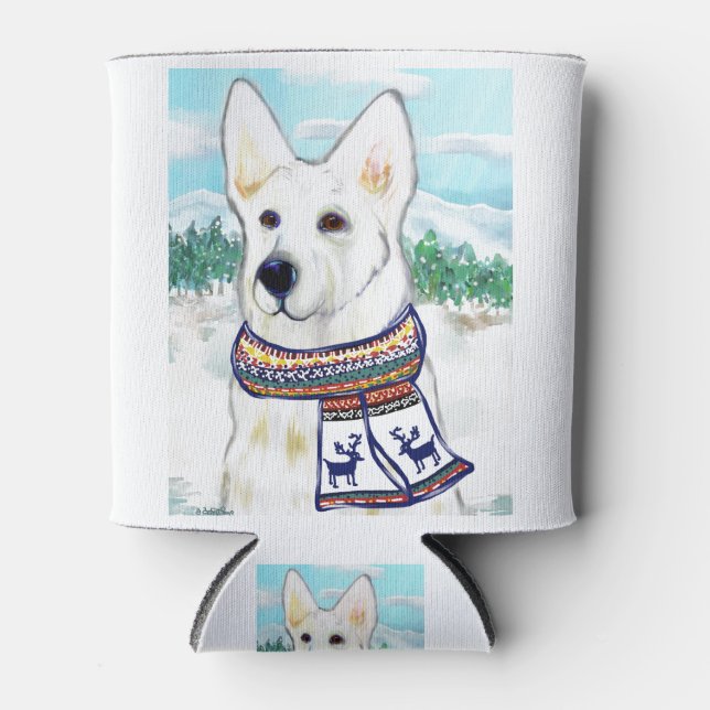 White German Shepherd Can Cooler (Front)
