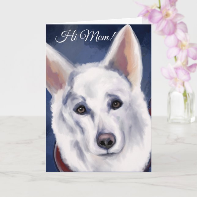 WHITE GERMAN SHEPHERD     CARD (Orchid)