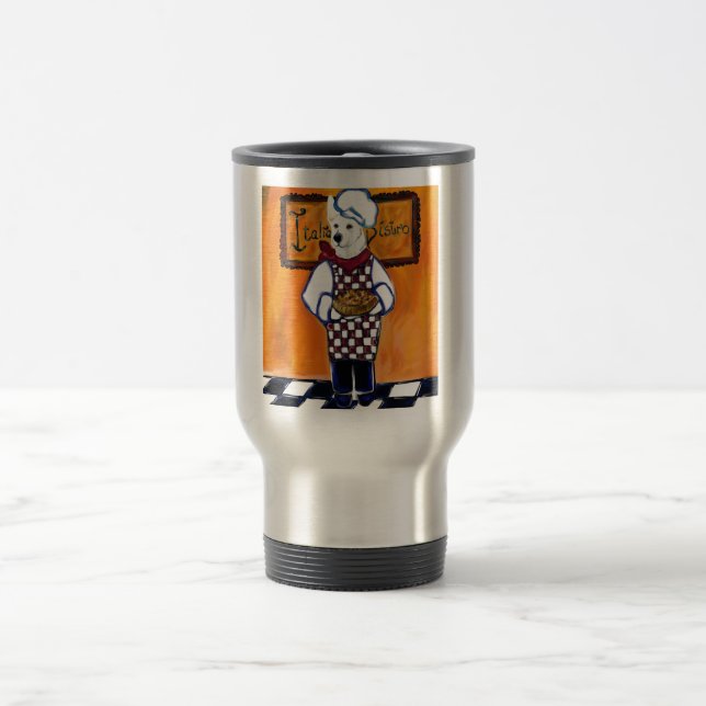 WHITE GERMAN SHEPHERD CHEF TRAVEL MUG (Center)