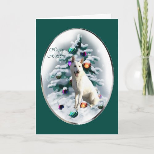 White German Shepherd Christmas Holiday Card