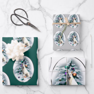 White German Shepherd Christmas Wrapping Paper Sheets