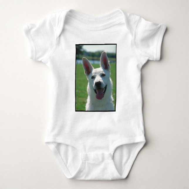 White German Shepherd Dog Baby Bodysuit (Front)