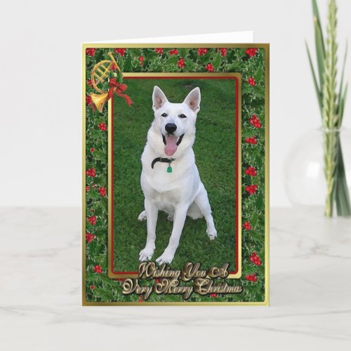 White German Shepherd Dog Blank Christmas Card