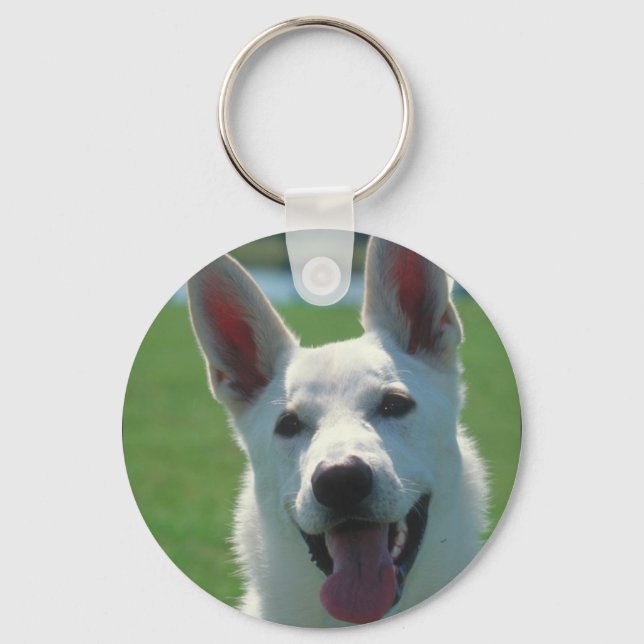 White German Shepherd Dog Keychain (Front)