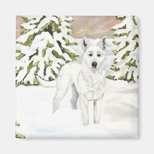 White German Shepherd Dog Magnet (Front)