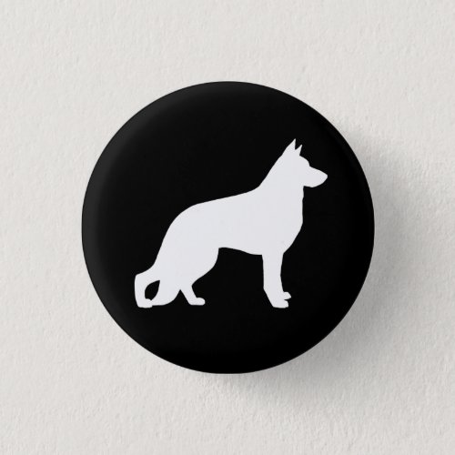 White German Shepherd Dog Silhouette Button