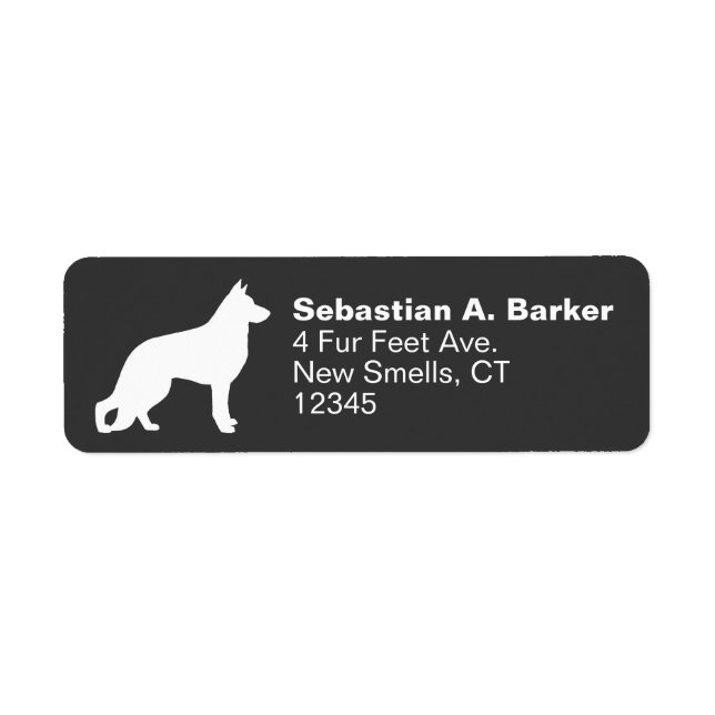 White German Shepherd Dog Silhouette Custom Label (Front)