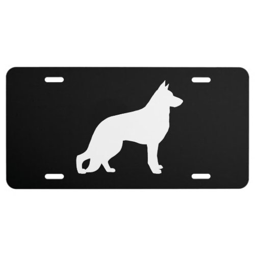 White German Shepherd Dog Silhouette License Plate