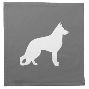 White German Shepherd Dog Silhouette Napkin