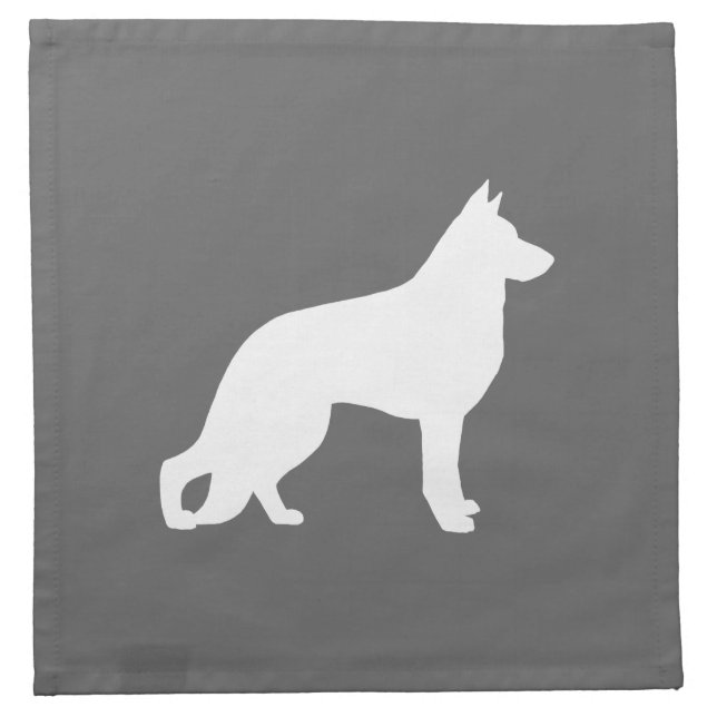 White German Shepherd Dog Silhouette Napkin (Front)