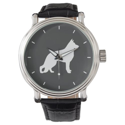 White German Shepherd Dog Silhouette Watch