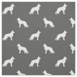 White German Shepherd Dog Silhouettes Pattern Grey Fabric