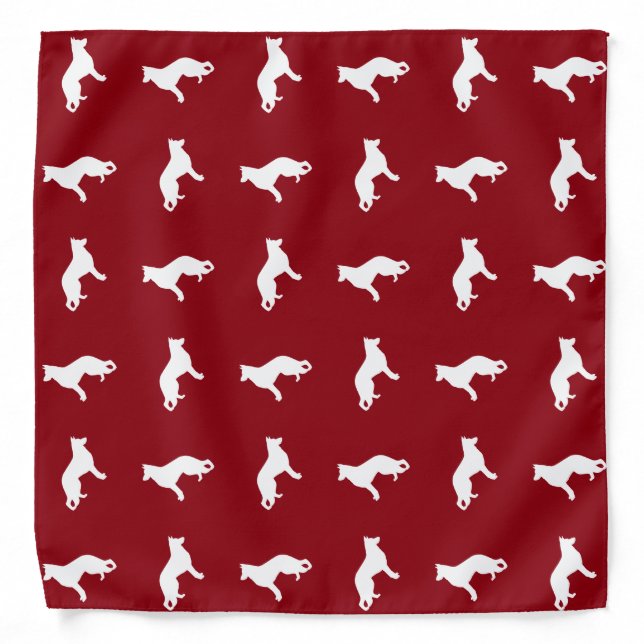 White German Shepherd Dog Silhouettes Red Bandana (Front)