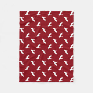 White German Shepherd Dog Silhouettes Red Fleece Blanket