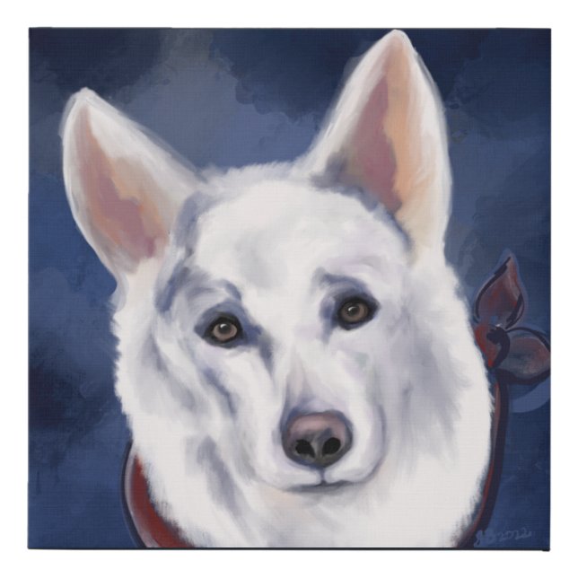 WHITE GERMAN SHEPHERD    FAUX CANVAS PRINT (Front)