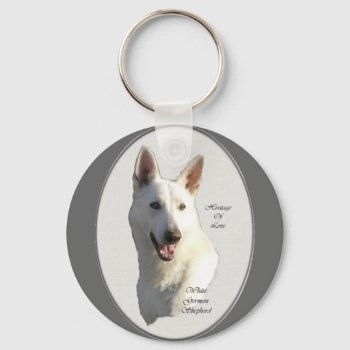 White German Shepherd Gifts Keychain by DogsByDezign at Zazzle