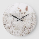 White German Shepherd In The Snow Large Clock at Zazzle
