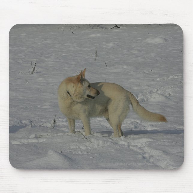 White German Shepherd  in the Snow Mouse Pad (Front)